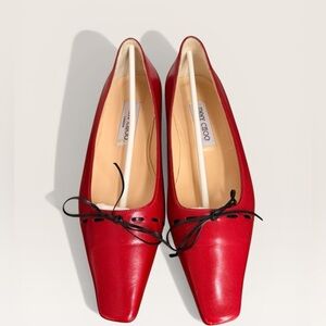 Jimmy Choo Red Leather Flats